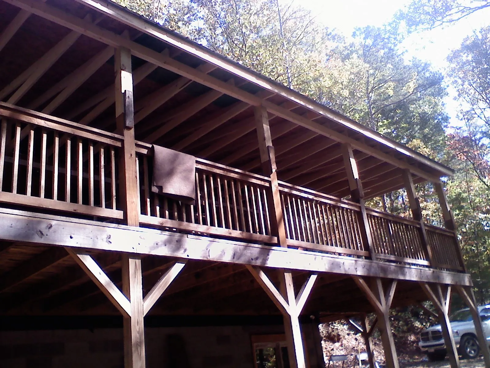 Timber framing under a new elevated porch and deck — Roof Leak Repair in White Castle by Roofing Brothers